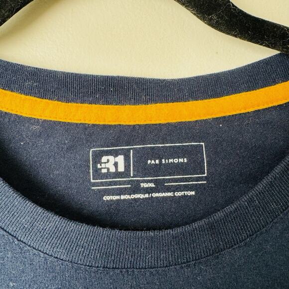 Le 31 Par Simons Navy Blue Short Sleeve Christmas Tree Shirt Men’s Size XL - Picture 2 of 6